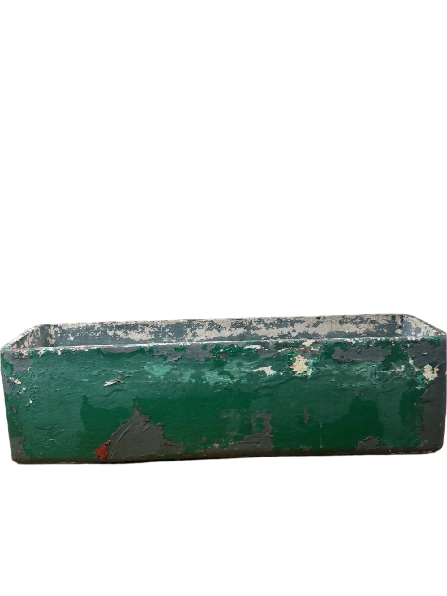 Vintage Willy Guhl Fiber Cement Planter Rectangular with Distressed Green Paint