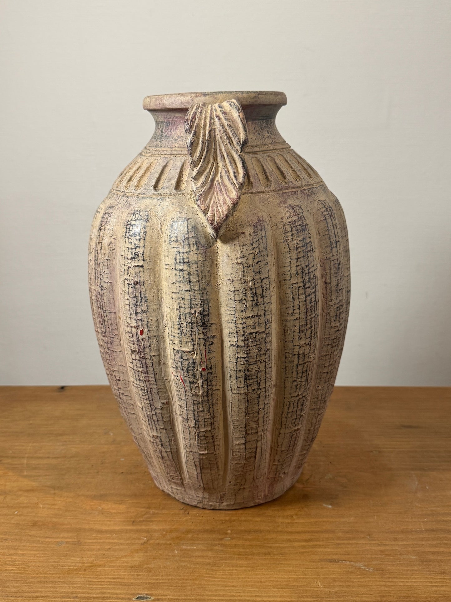 Antique-Style Textured Clay Amphora Vase with Handles
