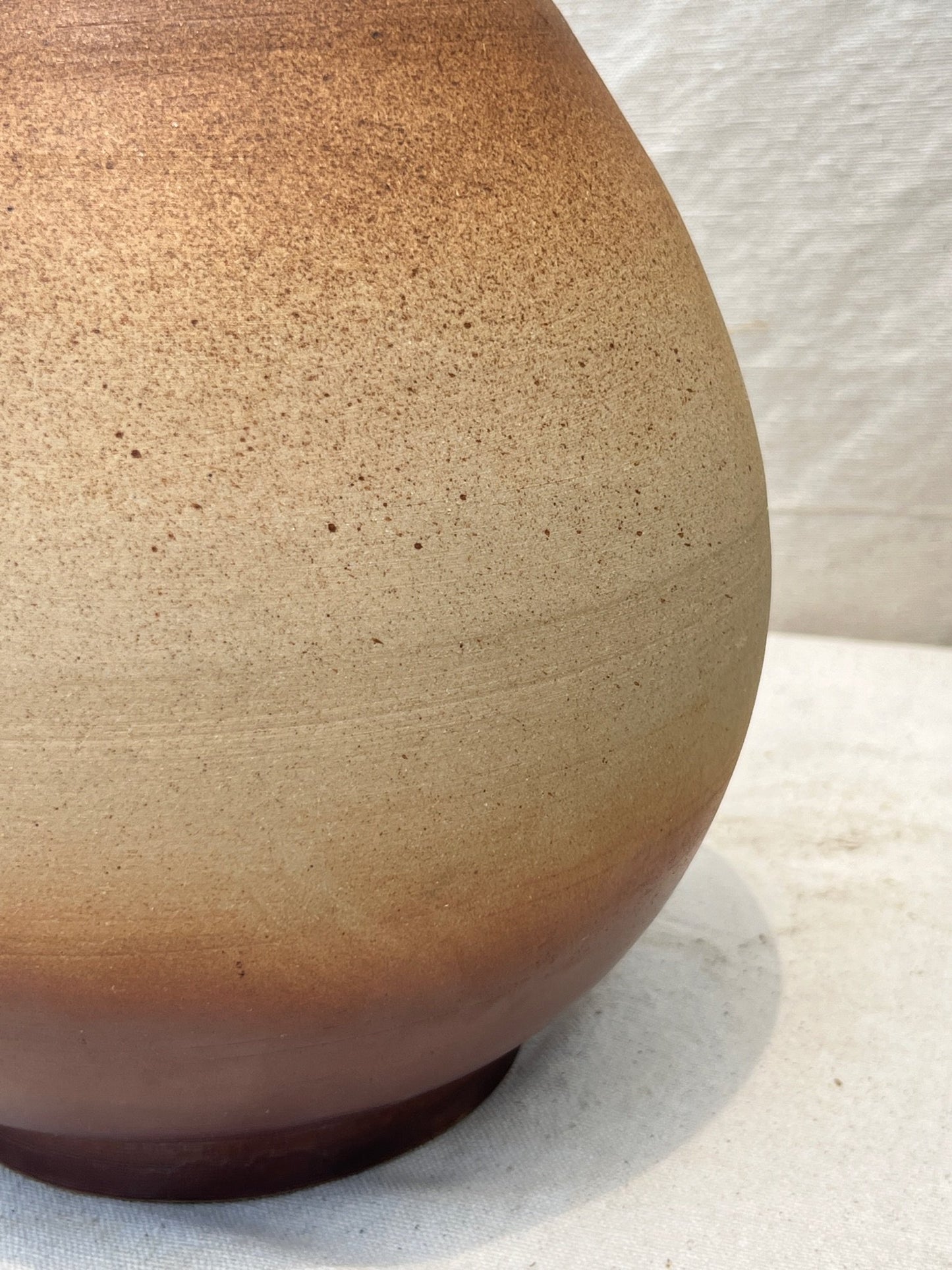 Mid Century Brown Teardrop Pottery Vase
