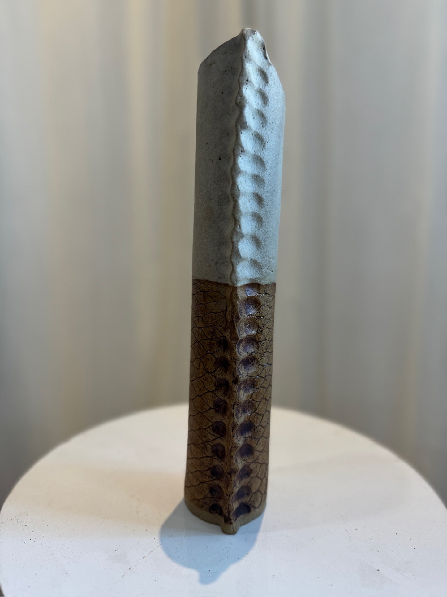 Rare 1970s Bosigo Studio Tall Pinched Pottery Vase – Lesotho, South Africa