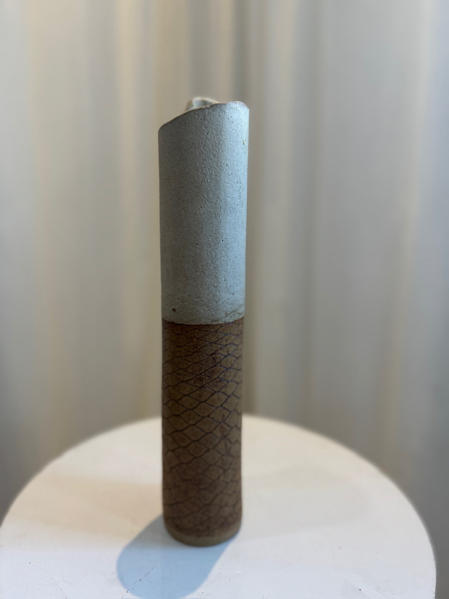 Rare 1970s Bosigo Studio Tall Pinched Pottery Vase – Lesotho, South Africa