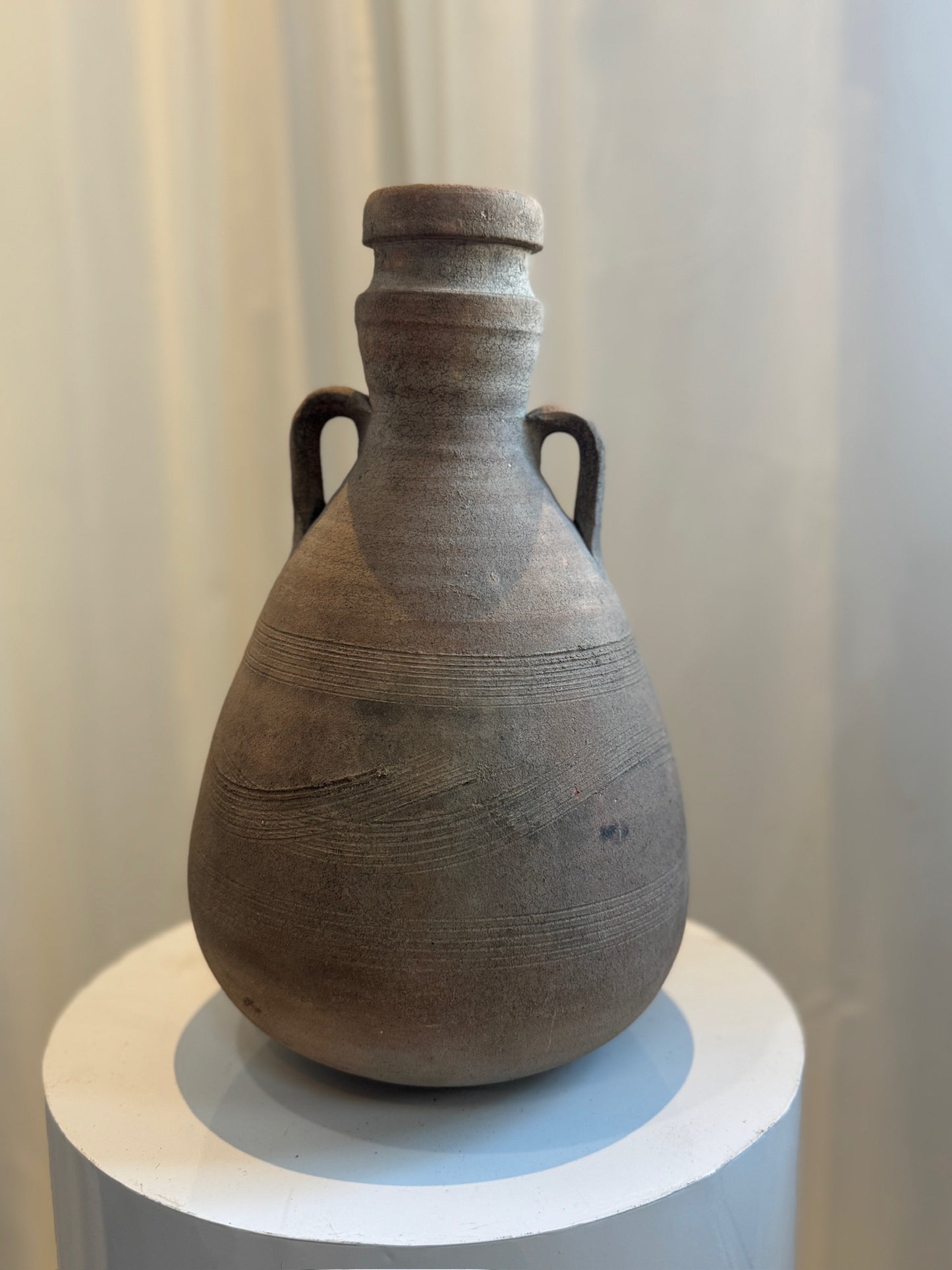 Antique Terracotta Amphora in Classical Roman Style with Aged Patina