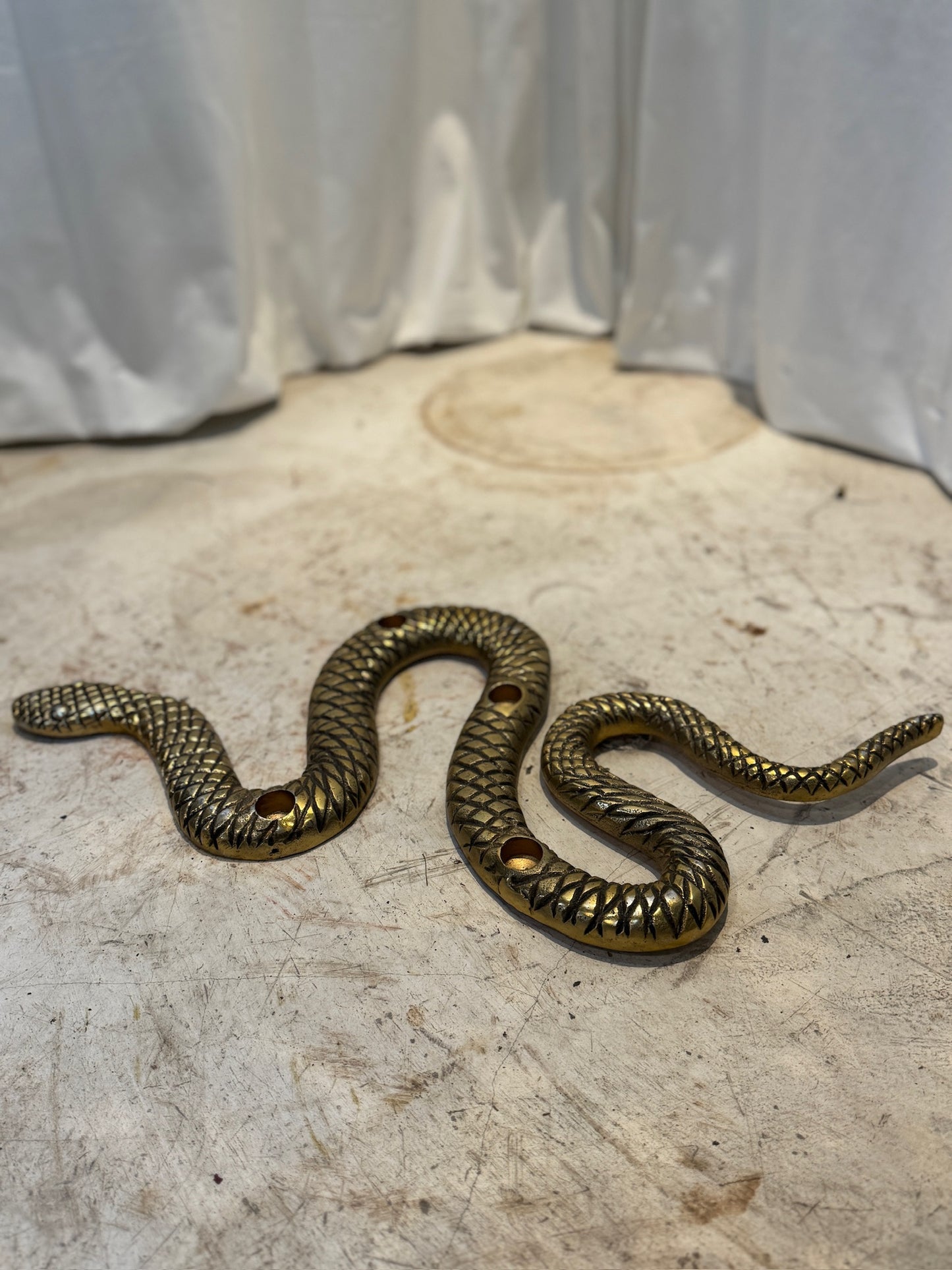 Vintage Brass Snake Tea Light & Taper Candle Holder – Serpent Candelabra