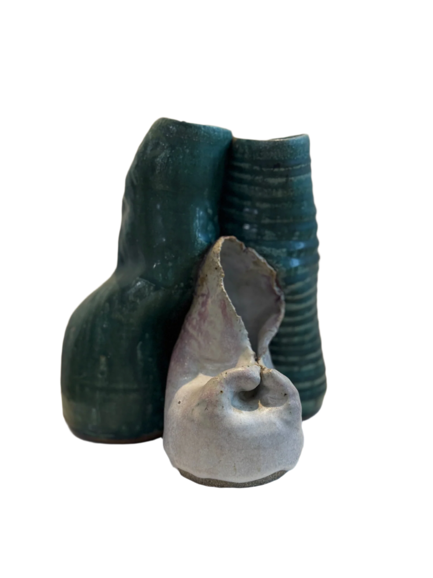 Handcrafted Ceramic Sculpture – Organic Abstract Form with Textural Contrast