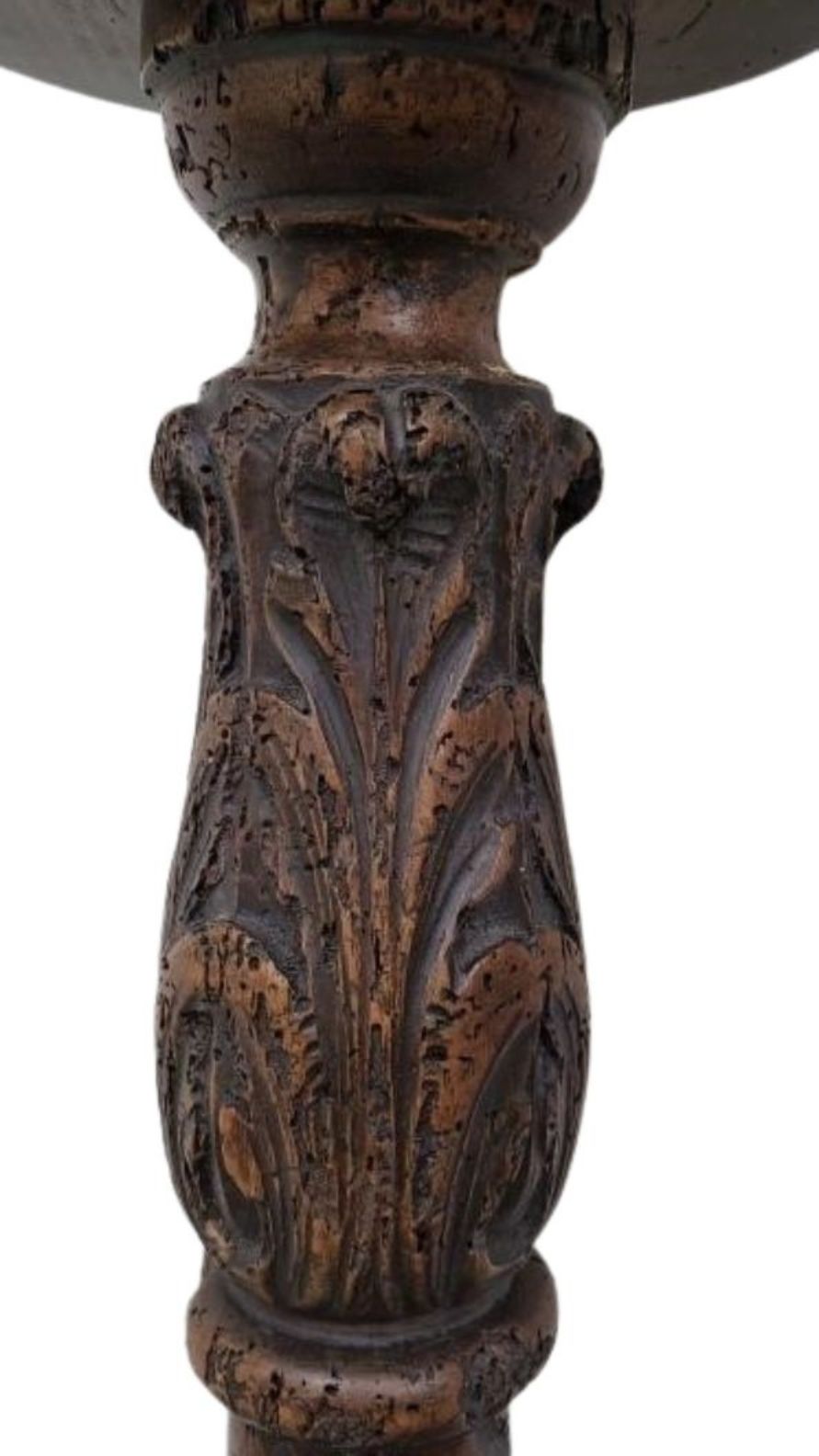 Pair of Antique Millstead Hand-Carved Wooden Plant Stands with Barley Twist Columns & Floral Motifs
