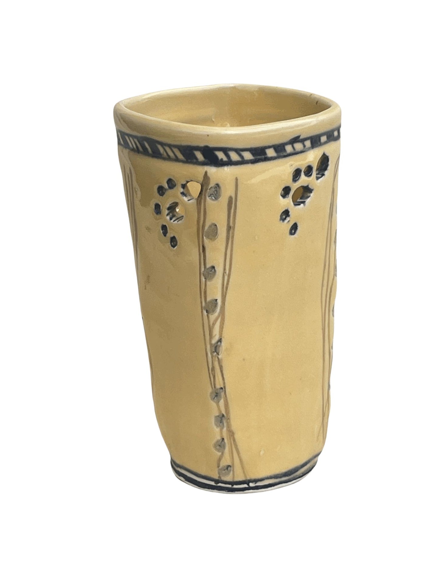 Mid Century Painted Pottery Vase (Signed Balliet)