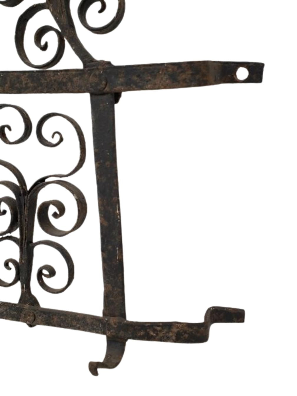 Antique 17th-Century Spanish Style Wrought Iron Wall Rack with Bird Motif