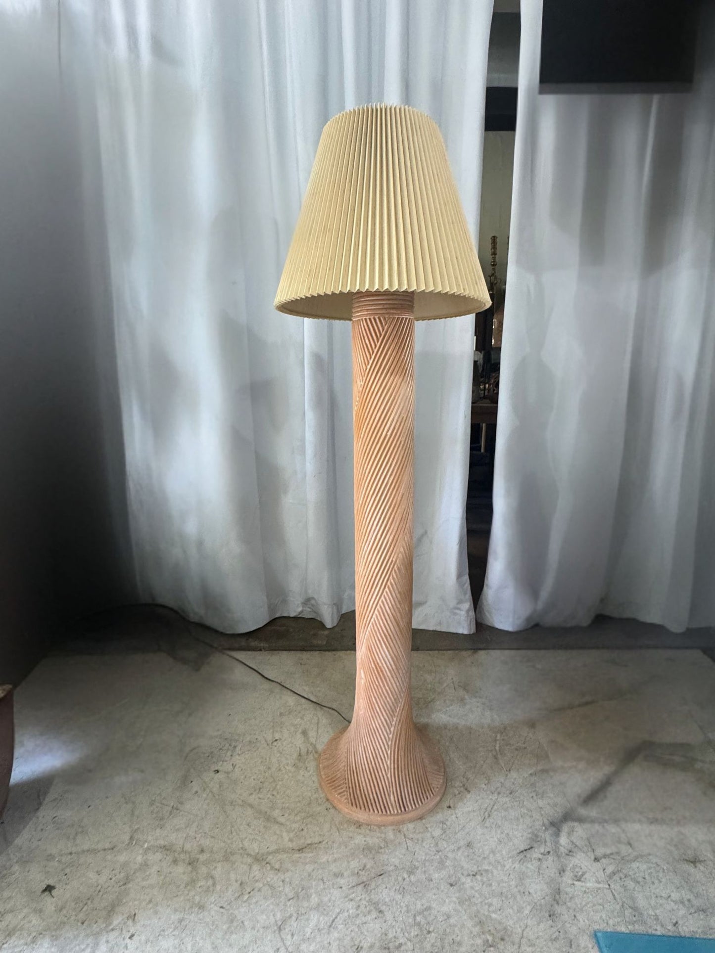 Vintage 1980's Post Modern Wood Floor Lamp with Sculptural Design