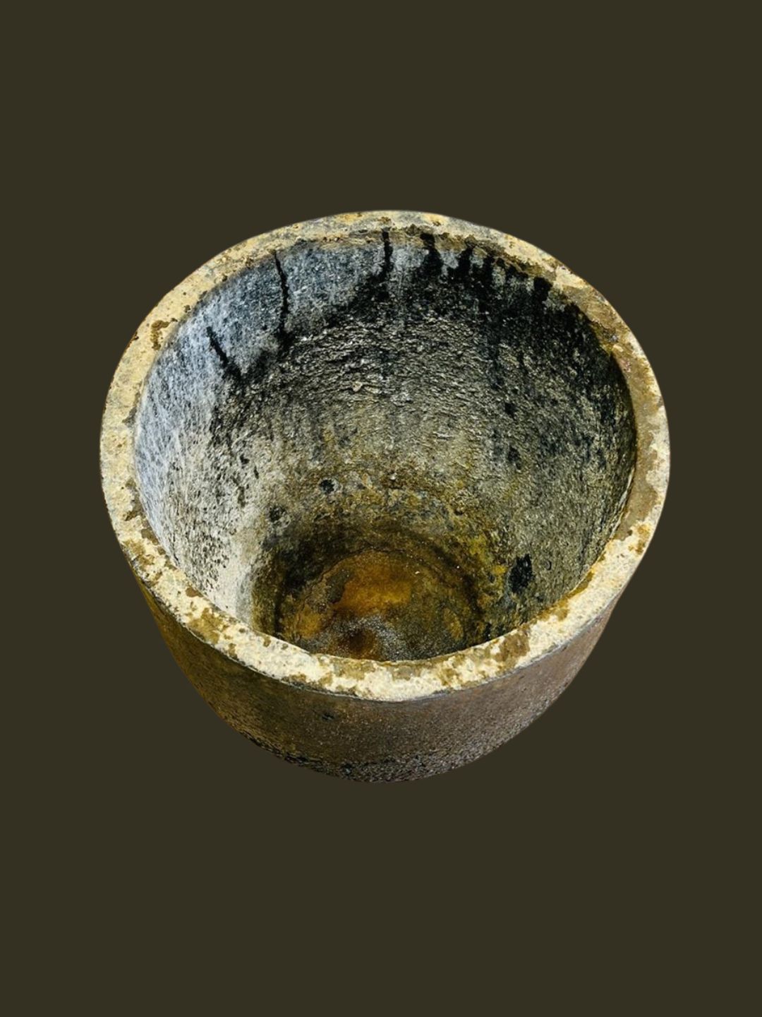 Antique French Industrial Foundry Crucible – Large Molten Metal Casting Vessel