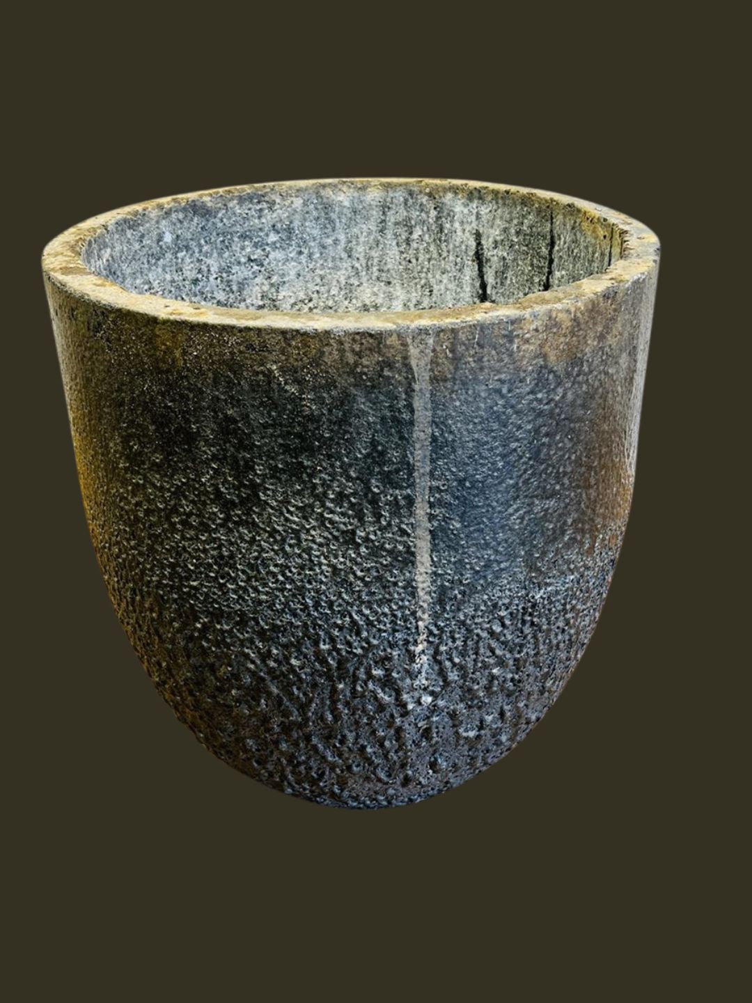 Antique French Industrial Foundry Crucible – Large Molten Metal Casting Vessel