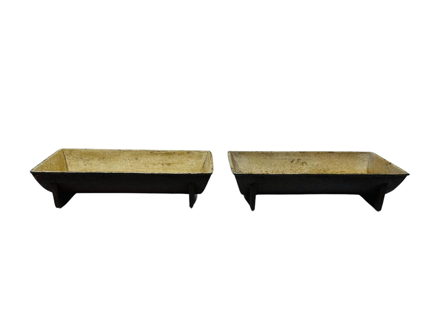 Pair of Antique Cast Iron Industrial Troughs with Firebrick Lining