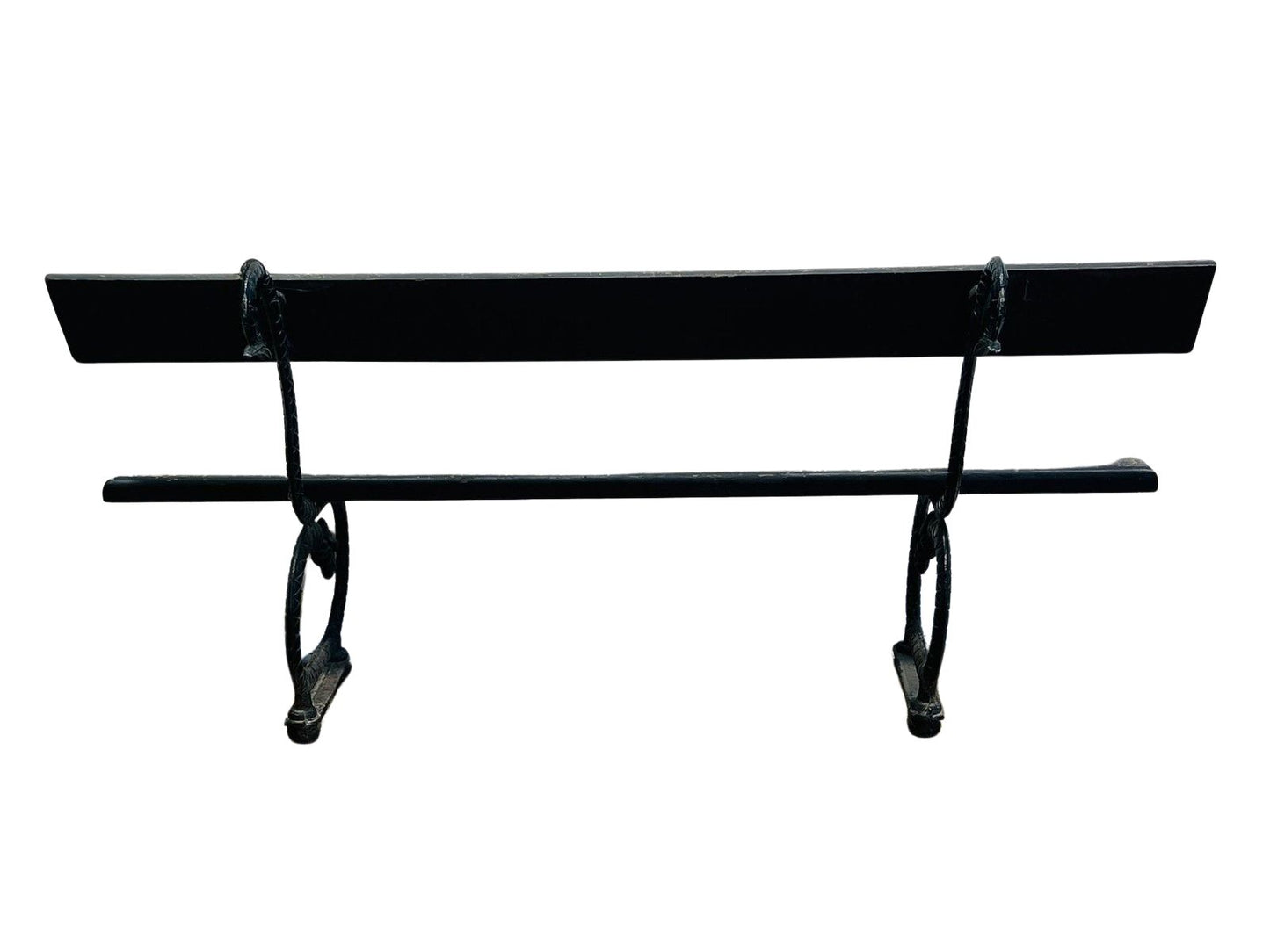 Antique French Cast Iron & Wood Park Bench – Vintage Outdoor Seating