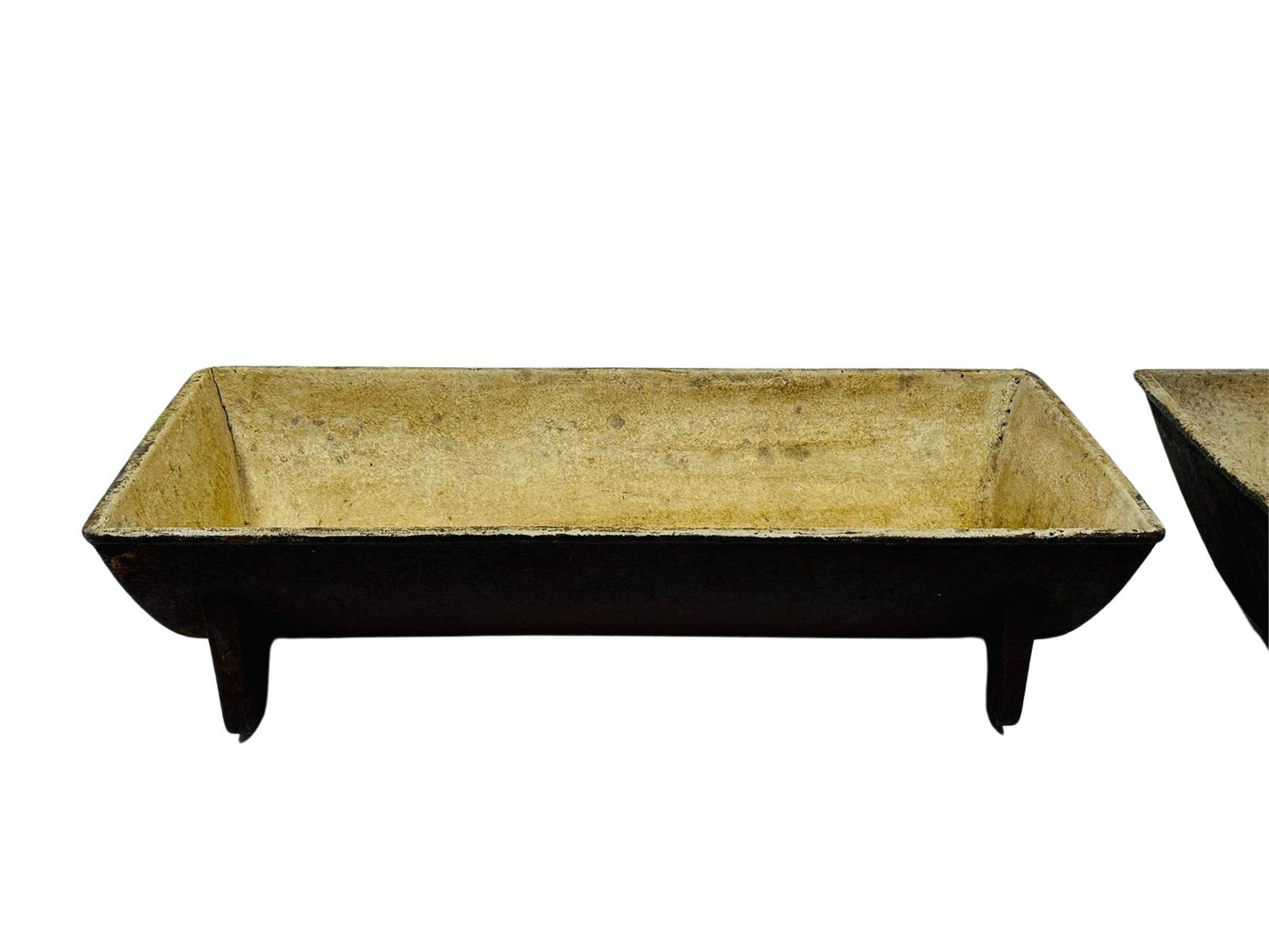 Pair of Antique Cast Iron Industrial Troughs with Firebrick Lining