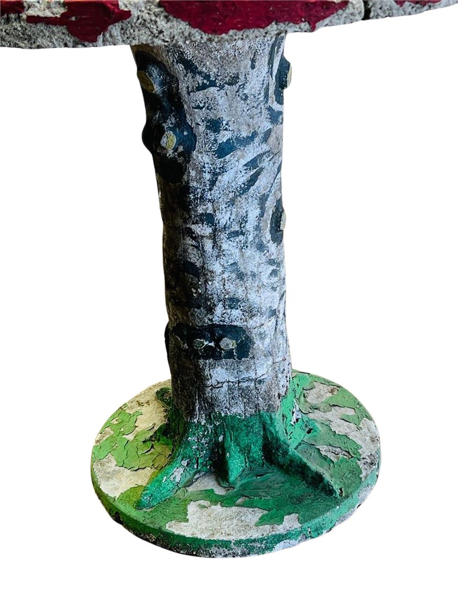 Rare Hand-Painted Faux Bois Concrete Garden Table