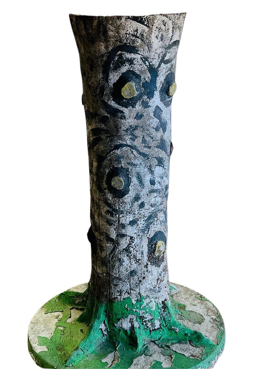 Rare Hand-Painted Faux Bois Concrete Garden Table