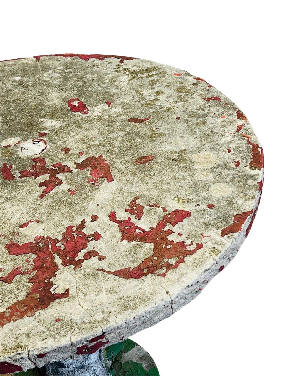 Rare Hand-Painted Faux Bois Concrete Garden Table