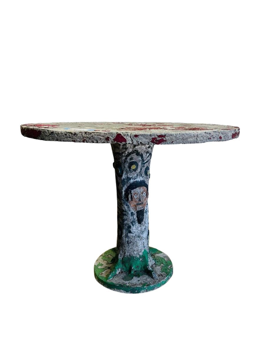 Rare Hand-Painted Faux Bois Concrete Garden Table
