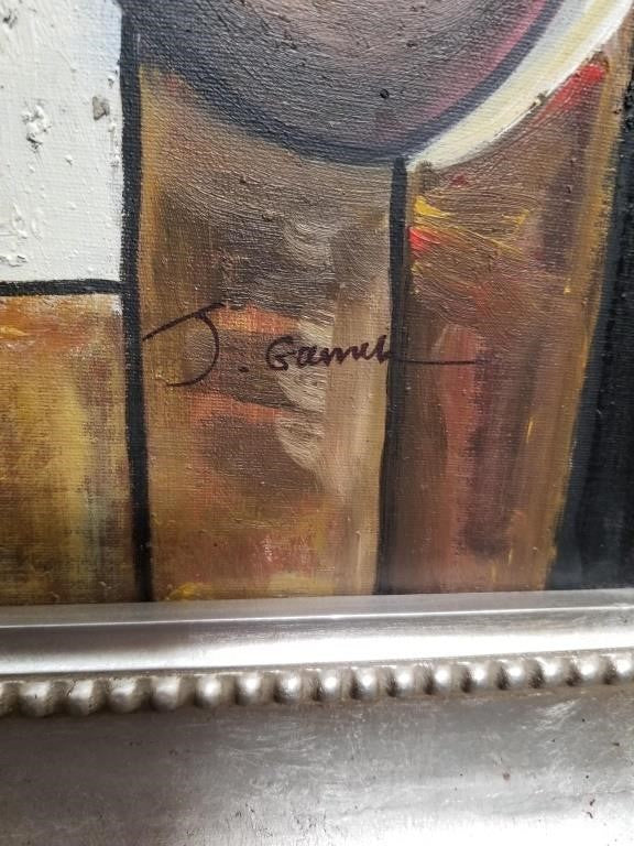 Abstract Cubist Oil Painting – Signed & Framed – Homage to Picasso