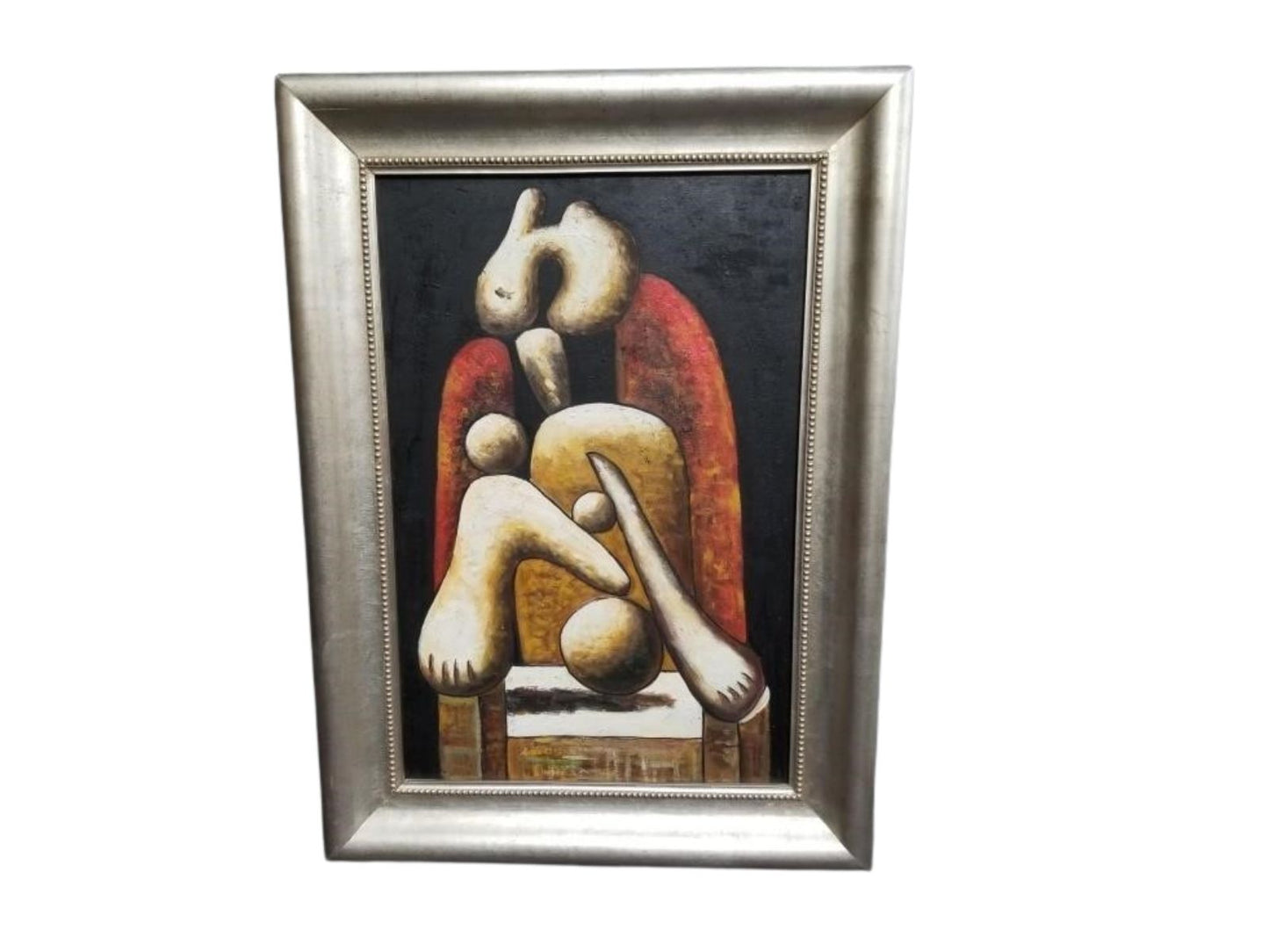 Abstract Cubist Oil Painting – Signed & Framed – Homage to Picasso