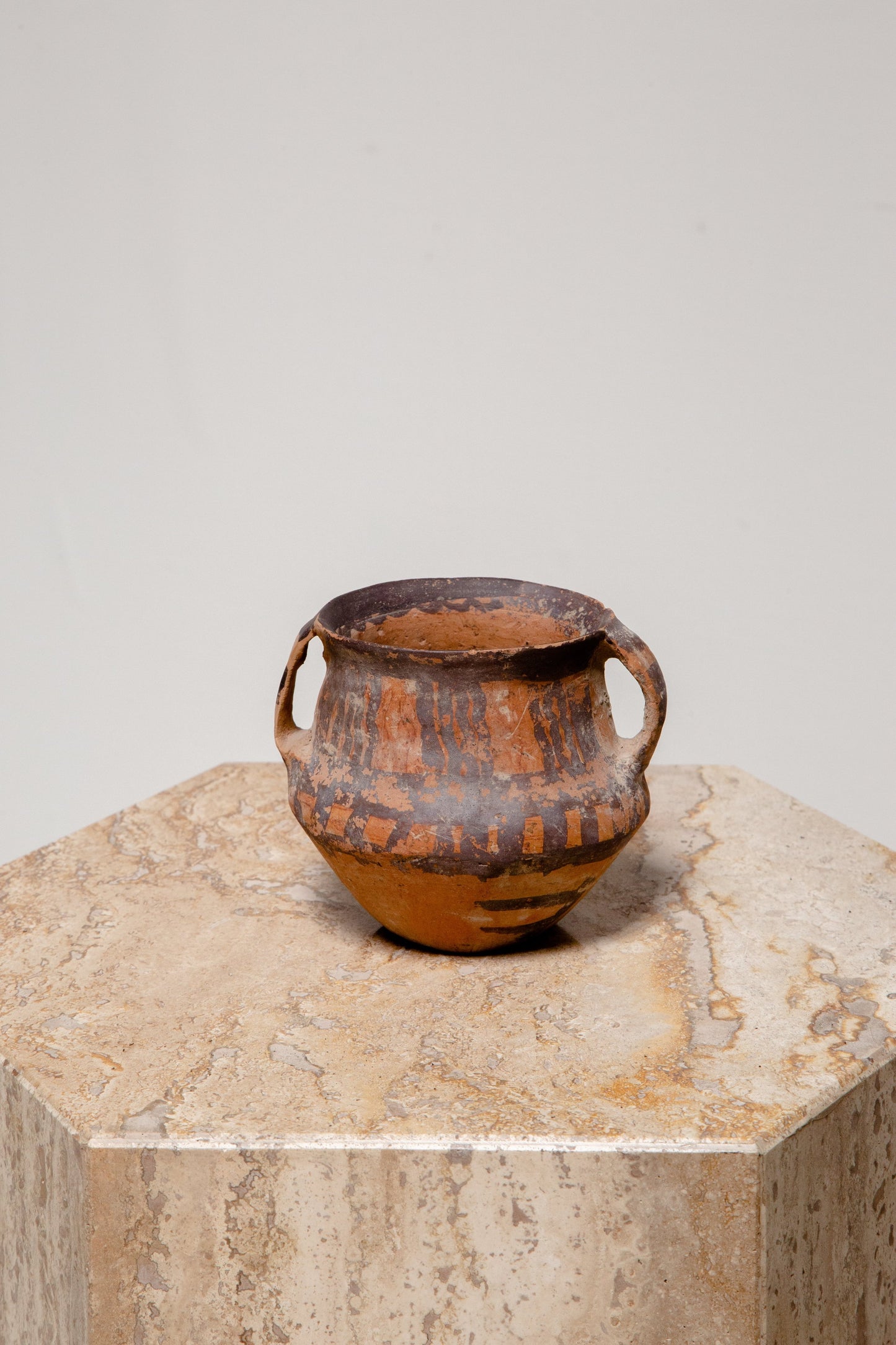 Ancient Majiayao Banshan terracotta pottery vase featuring intricate hand-painted black and red patterns, a historic artifact — Hommes and Gardens, Objects, Vases + Vessels Collection, home decor, outdoor decorations, home design, luxury design, Landscape Architect, Interior Designer, Outdoor Living, Art, Furniture, Objects, Best Gifts, Nature, Backyard, Yard.