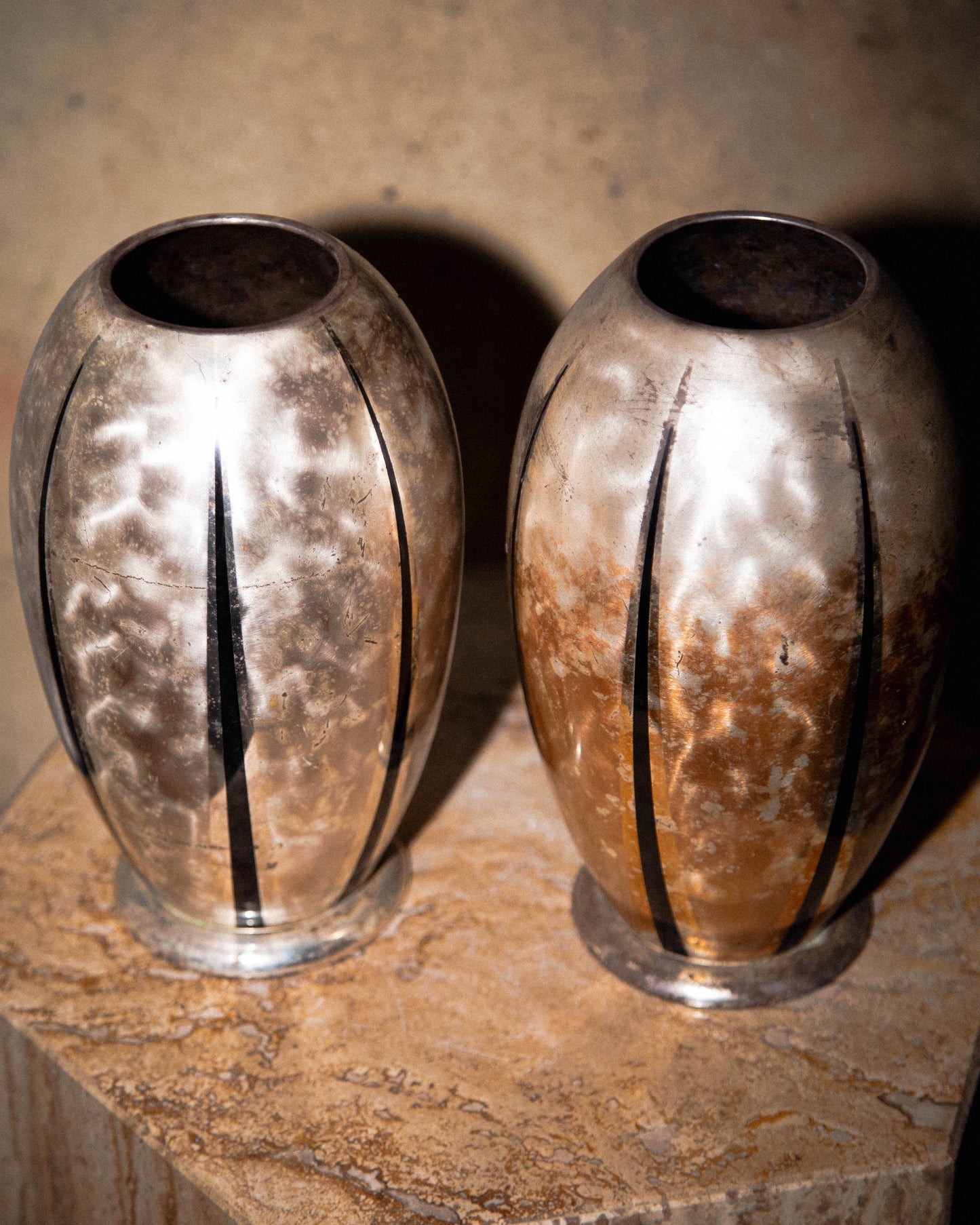 Set of Vintage German Ikora Silver Plated Vase by Wmf (1940's)