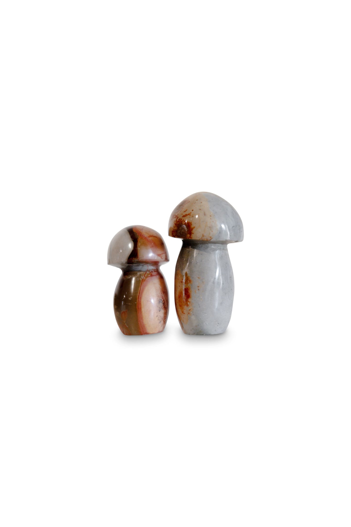 Small Polychrome Jasper Mushroom Rock Stone Lapidary Set of 2