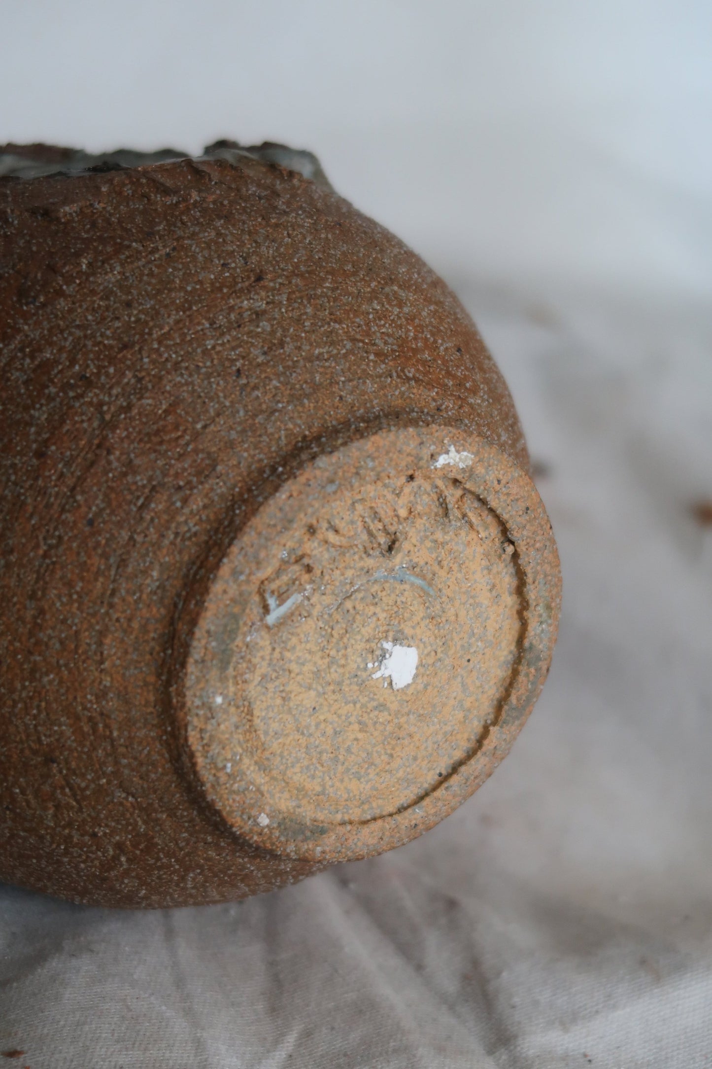 Signed Mid-Century Brutalist Stoneware Vase