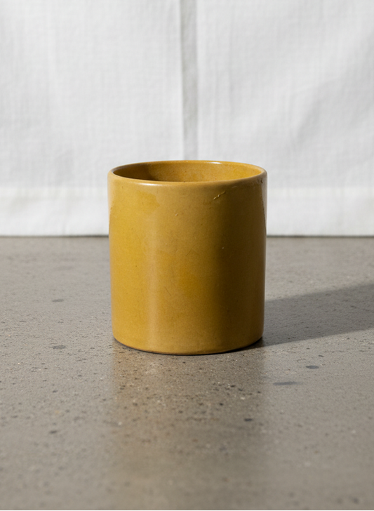 Rare vintage Gainey Ceramics planter in rich ochre yellow glaze with smooth cylindrical form, a mid-century modern stoneware pot handcrafted in California — Hommes and Gardens, Pots + Vessels Collection, Home Decor, Landscape Architect, Interior Designer, Outdoor Living, Outdoor Decorations, Home Design, Luxury Design, Art, Furniture, Objects, Best Gifts, Nature, Backyard, Yard.