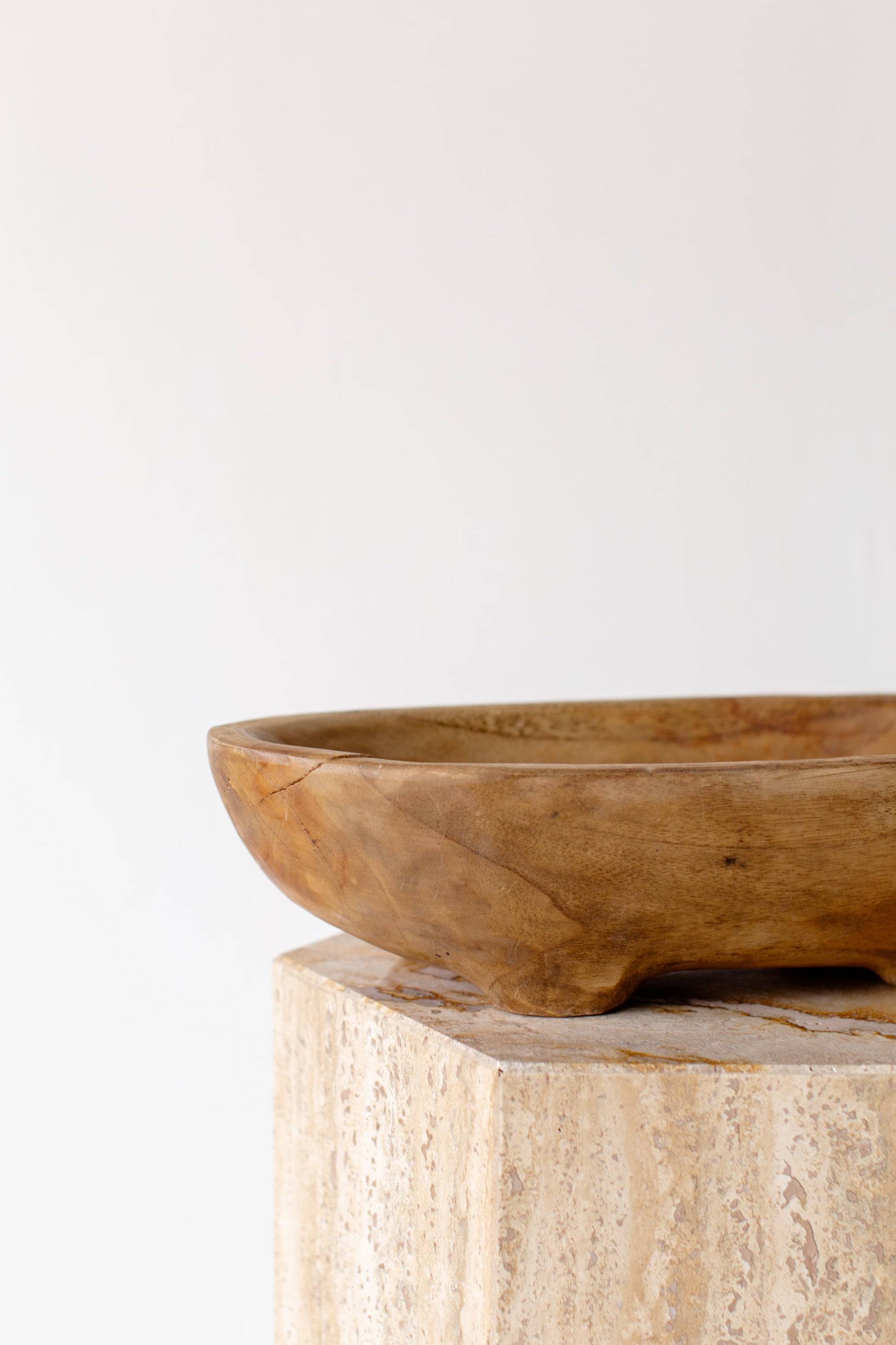 Rustic wood footed dough bowl featuring deep structure and warm tone, perfect for décor or display — Hommes and Gardens, Catchall Collection, home decor, outdoor decorations, home design, luxury design, Landscape Architect, Interior Designer, Outdoor Living, Art, Furniture, Objects, Best Gifts, Nature, Backyard, Yard.