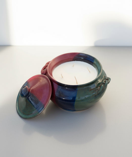 Vintage ceramic lidded dish hand-poured by Hommes and Gardens x Western Disco in Los Angeles, collectible candle vessel — Hommes and Gardens, Candles Collection, Home Decor, landscape design, plant design, Landscape Architect, Interior Designer, Outdoor Living, Outdoor Decorations, Home Design, Luxury Design, Art, Furniture, Objects, Best Gifts, Nature, Backyard, Yard.