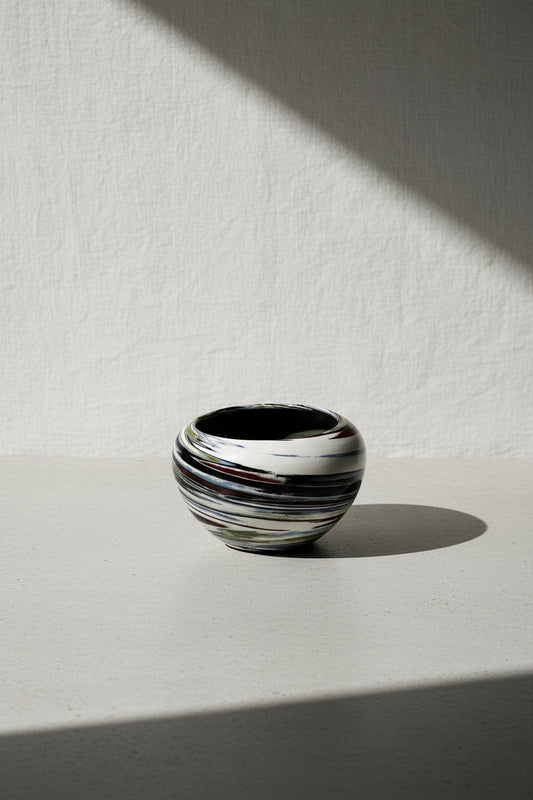 Vintage multicolor Desert Sands pottery bowl crafted from fine porcelain with abstract marbled glaze, a vibrant and artistic home decor accent — Hommes and Gardens, Home Decor Collection, Decorative Bowls, Art Pottery, Vintage Ceramic, Marbled Porcelain, Handmade Pottery, Artistic Decor, Collectible Bowl.