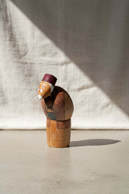 Vintage Takasago Kokeshi “Jō” Japanese wood figurine handcrafted with traditional painting, representing Japanese folklore and cultural artistry — Hommes and Gardens, Home Decor Collection, Figurines, Decorative Objects, Japanese Craft, Vintage Wooden Doll, Cultural Heritage Art, Collectible Figurine, Traditional Handcrafted Decor.