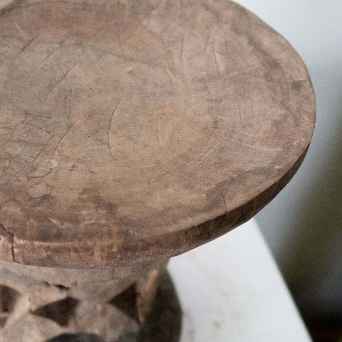 Carved Primitive Style Wooden Stool, Zimbabwe