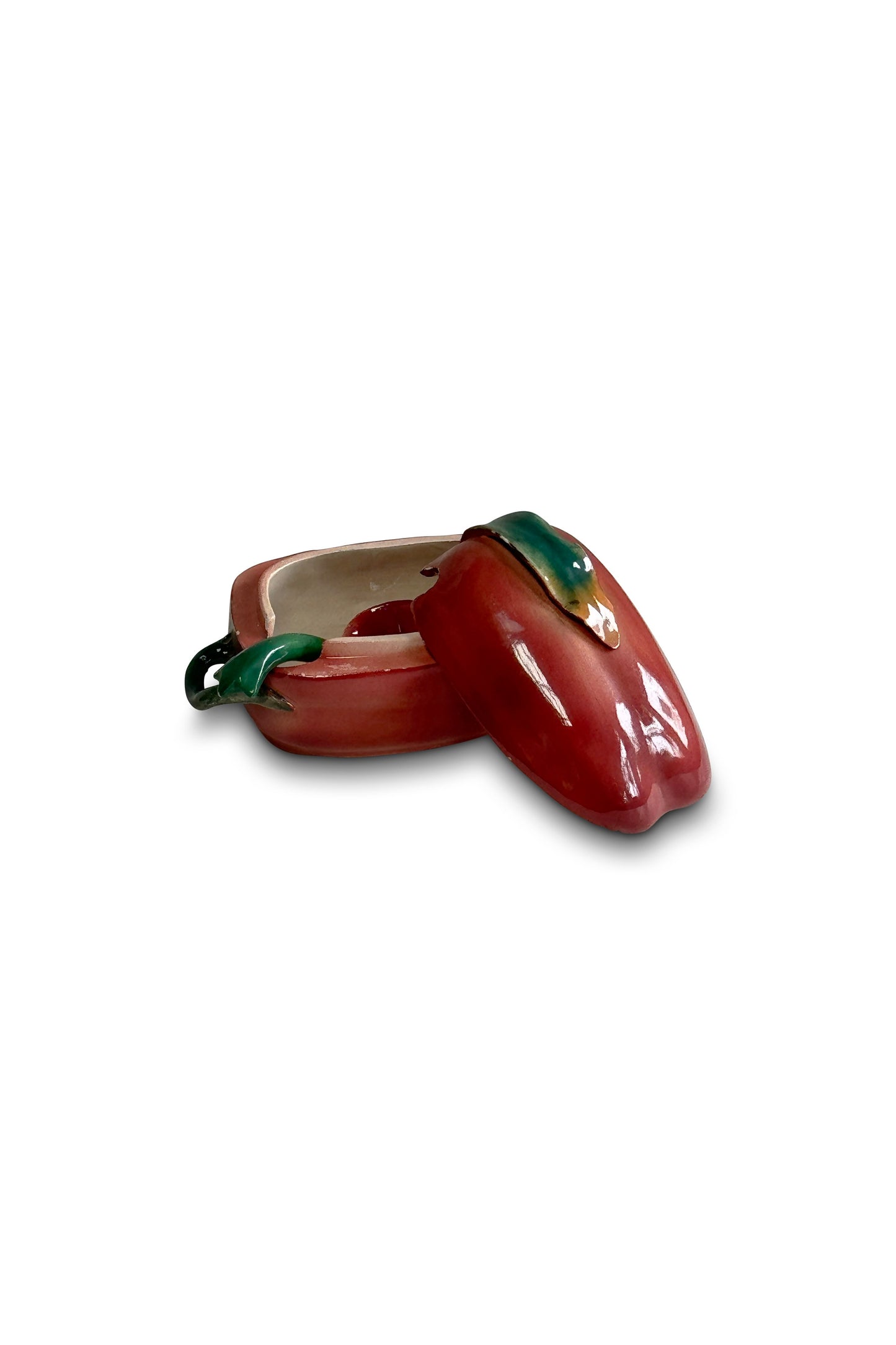 Vintage Hand Painted Chili Pepper Salsa Bowl & Spoon 3 piece Set