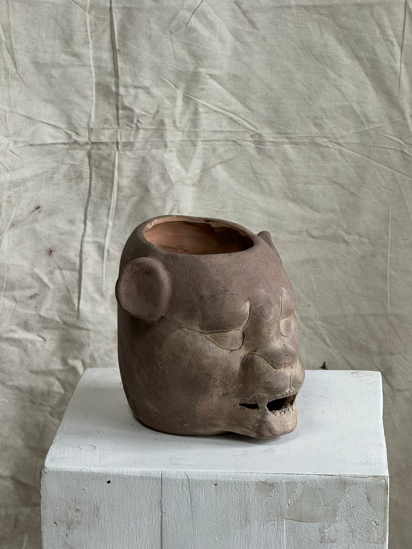 Vintage Jaguar Pot in the Style of Zoomorphic Pot from Tabasco