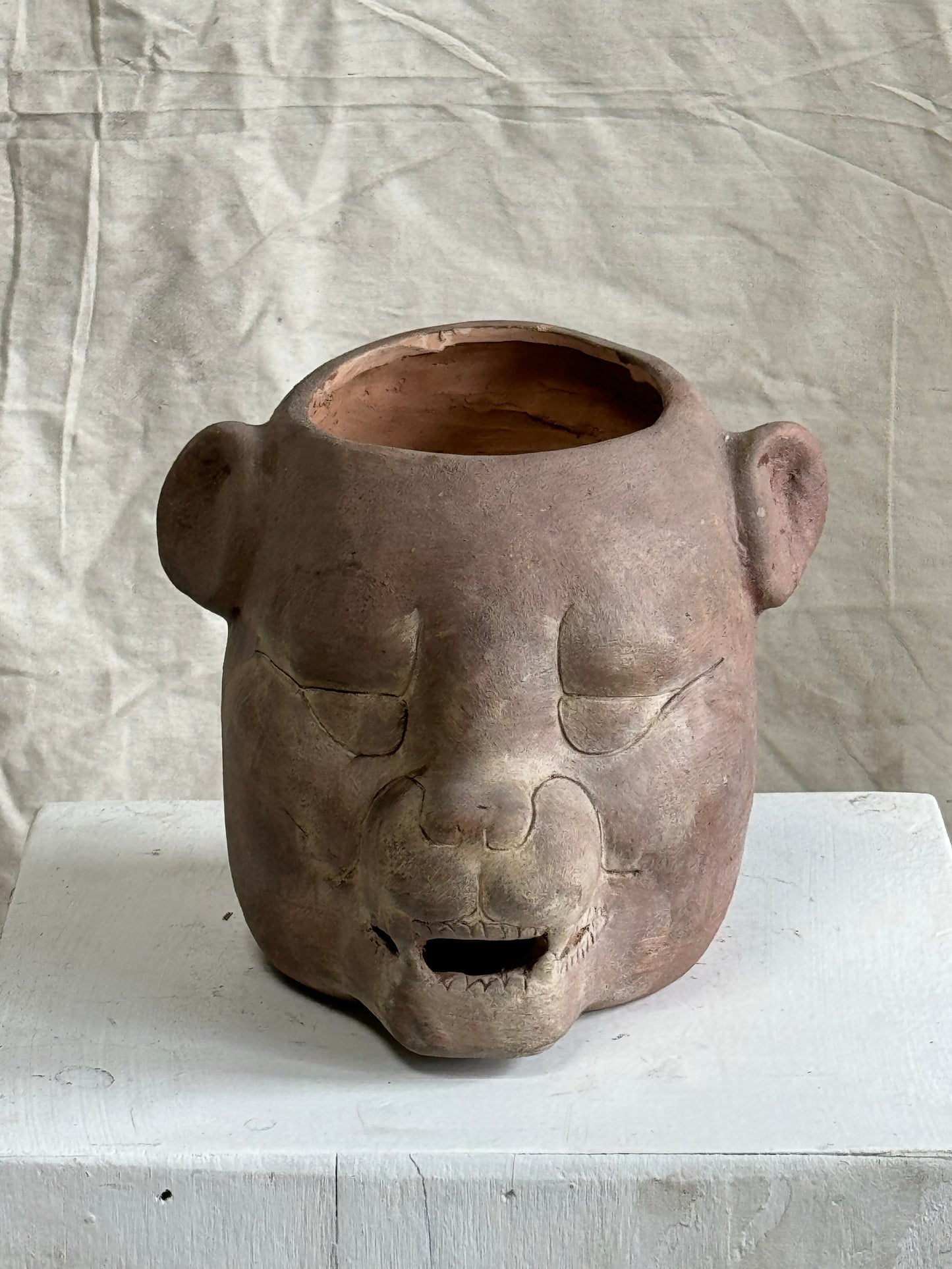 Vintage Jaguar Pot in the Style of Zoomorphic Pot from Tabasco