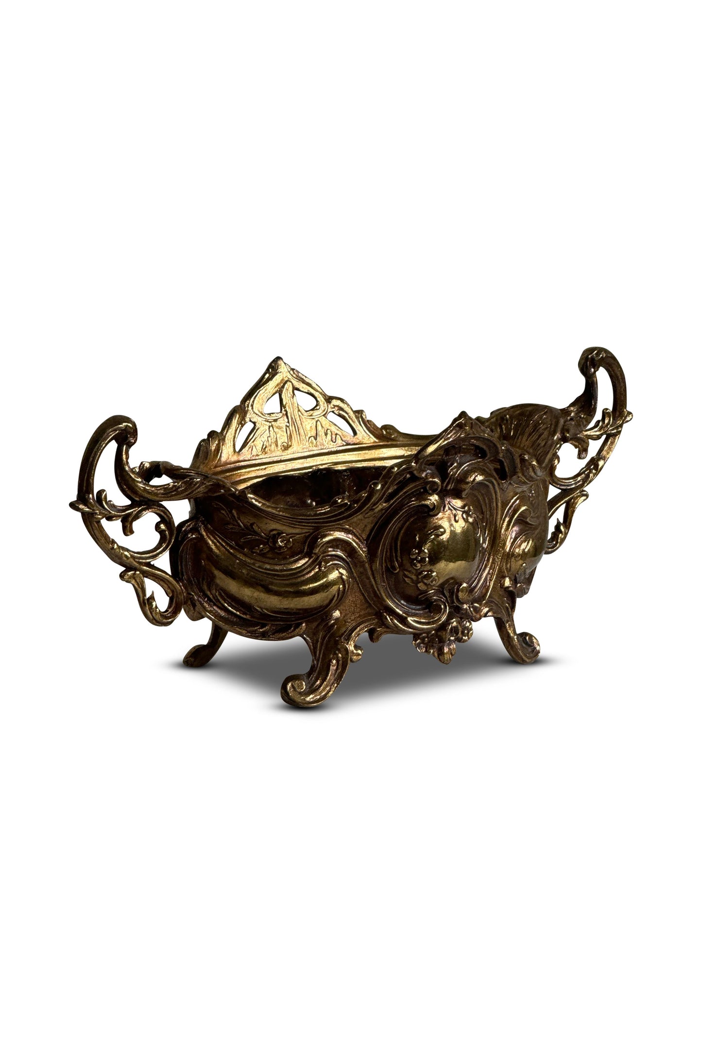 Antique Brass Art Nouveau Jardiniere Rococo Footed Bowl