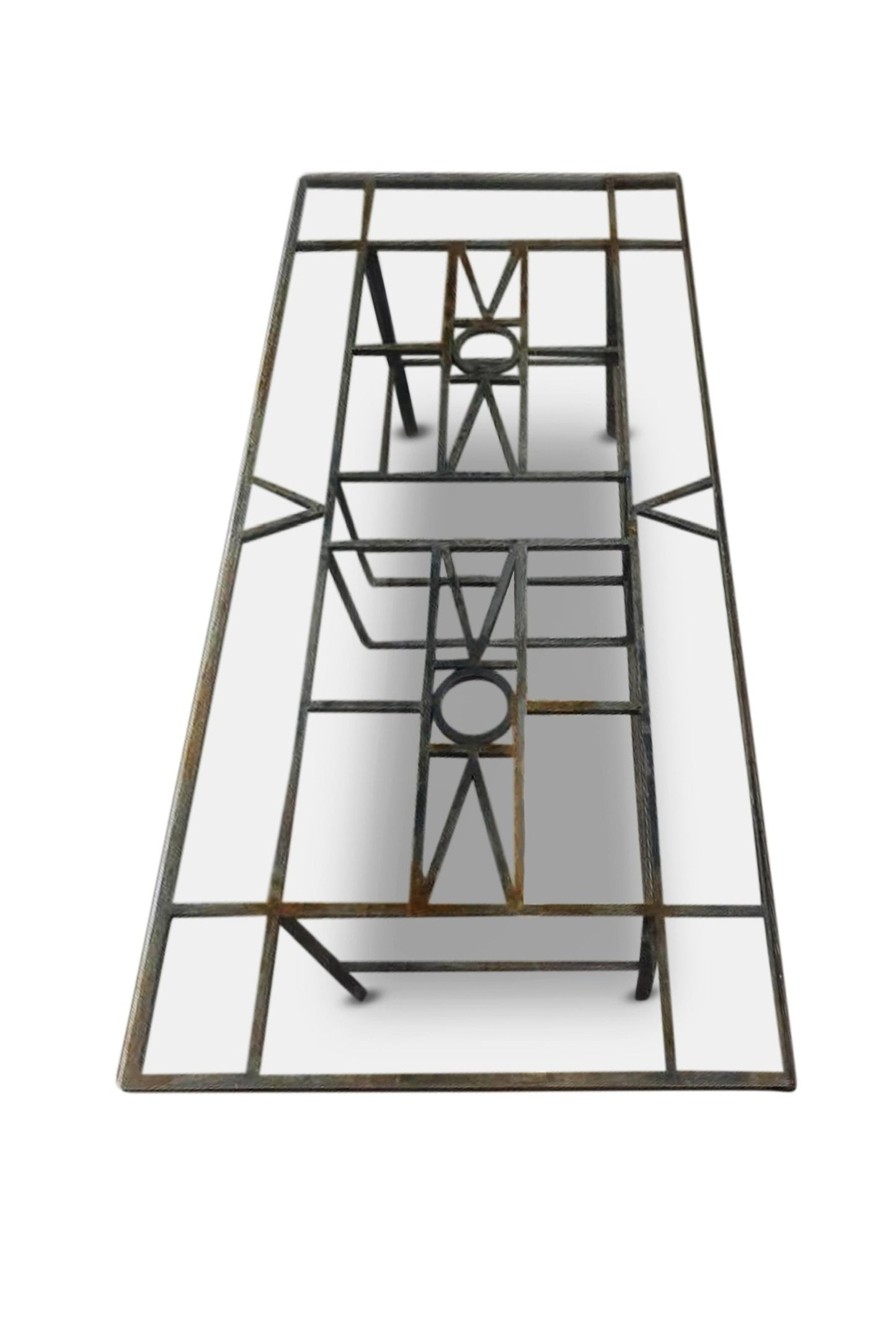 Mid-Century Wrought Iron Outdoor Coffee Table with Glass