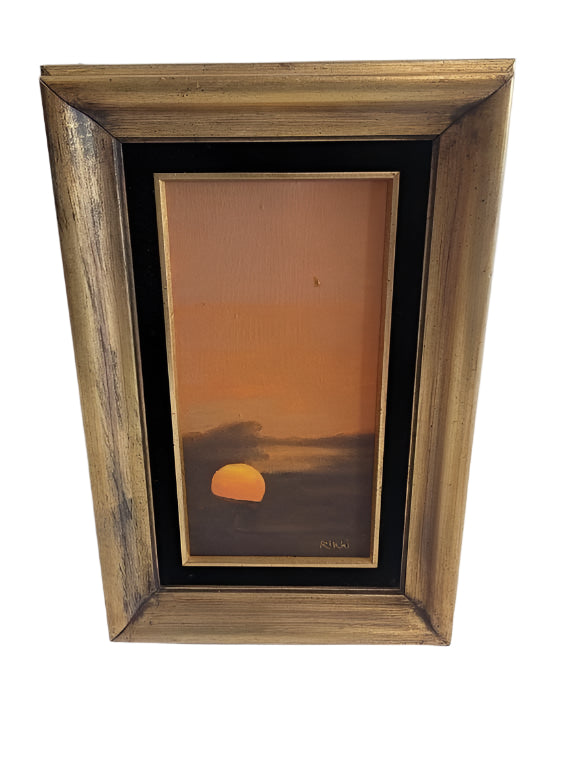 Oil sunset painting on canvas - signed by Rikki