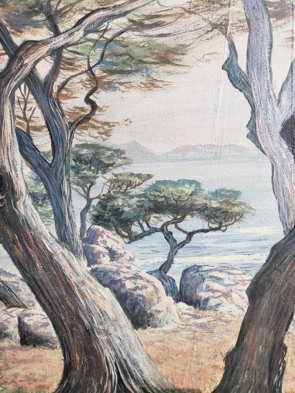 Vintage 1908-1988 Oil on Canvas Picture Painting of Nature Signed by Mario Veglia