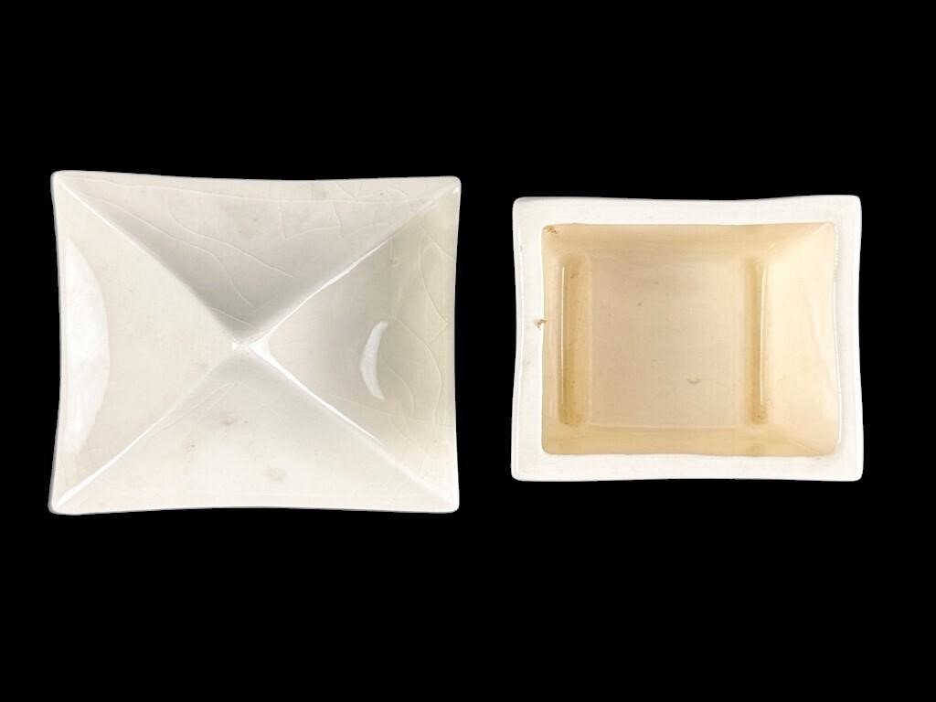 Mid Century White Ceramic Trinket Box