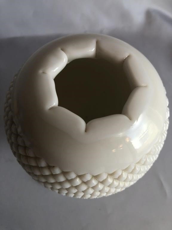 English Milk Glass Ivy ball Vase by Westmoreland