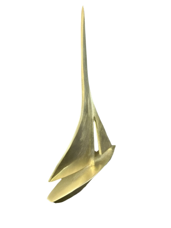 Vintage Paper Weight Brass Metal Sailboat