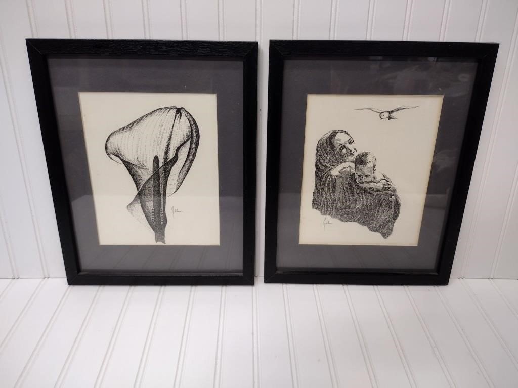 Vintage Framed Wall Art - Set of 2 pieces
