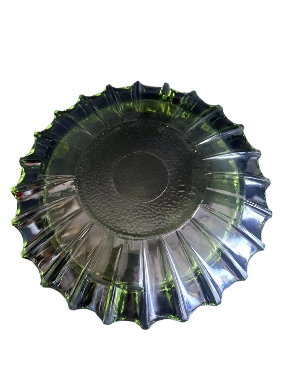Vintage Mid century green glass ashtray