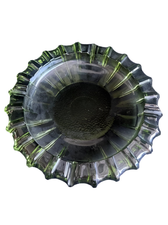 Vintage Mid century green glass ashtray