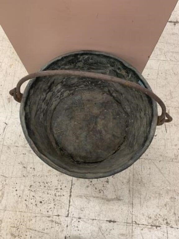 Antique Late 1800'S Heavy Copper Kettle Apple Butter Pot with Handle
