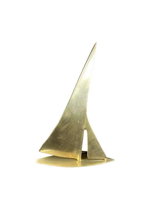 Vintage Paper Weight Brass Metal Sailboat