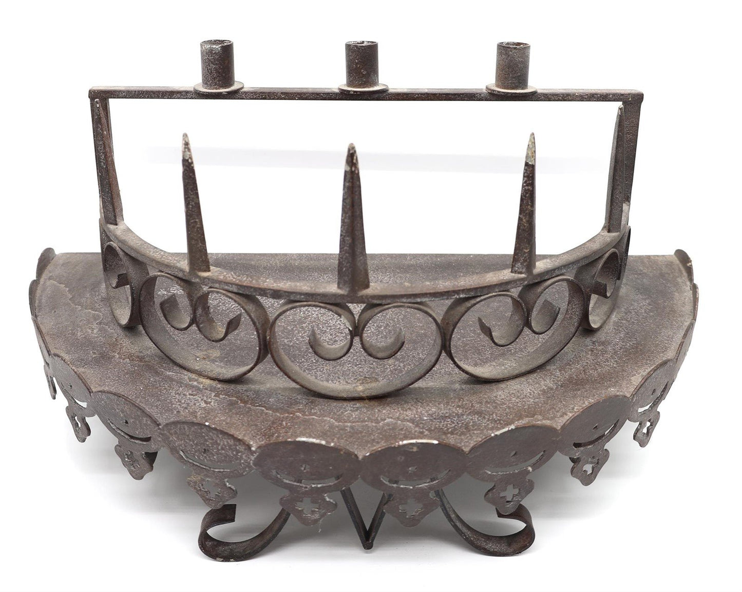 Set of two Antique Gothic Wrought iron Candle Wall Shelf or Sconce
