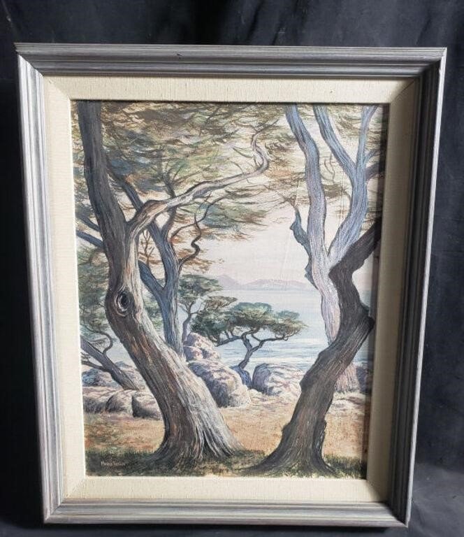 Vintage 1908-1988 Oil on Canvas Picture Painting of Nature Signed by Mario Veglia